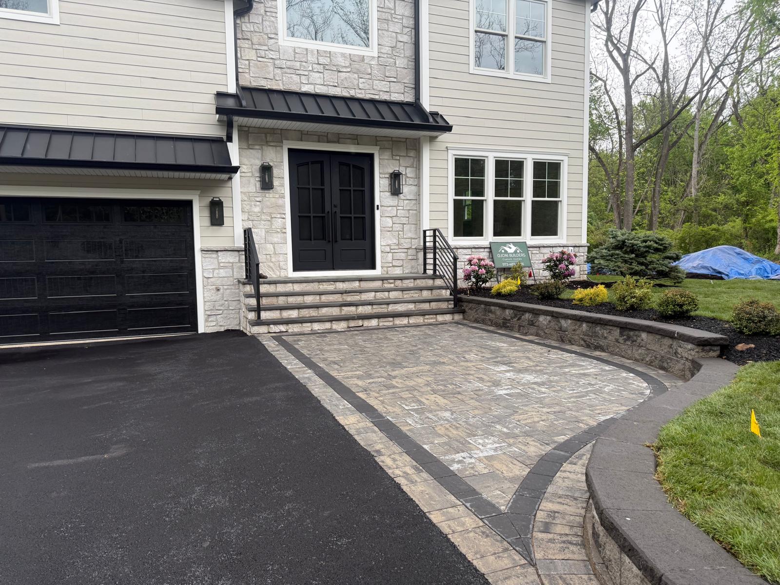 Stone Veneer Facade & Paver Driveway